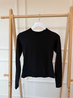 Organic Basics Black Crewneck Long Sleeve Tee